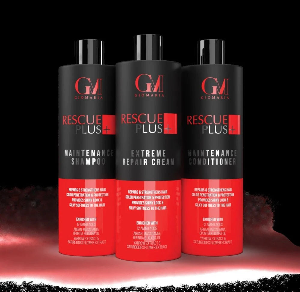 GIO MARIA
RESCUE PLUS
EXTREME REPAIR CREAM
EN- Gio Maria Rescure Plus Extreme Repair Cream repairs the structure of the
hair in coloring and bleaching processes. It makes the hair ready for bleaching
process and protects it. Gio Maria Plex allows color to penetrate the hair better in
the coloring process. It helps to prevent permanent hair damage.
SW- Gio Maria Rescure Plus Extreme Repair Cream reparerar hårets struktur i
färg- och blekningsprocesser. Det gör håret klart för blekningsprocessen och
skyddar d